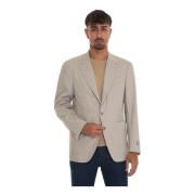 Canali Linne Ull Jacka med Fickor Beige, Herr