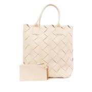 Bottega Veneta Vintage Pre-owned Laeder totevskor White, Dam