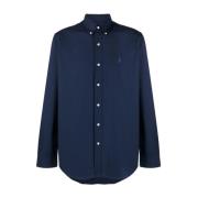 Ralph Lauren Poplin Button-Down Skjorta med Logobrodyr Blue, Herr