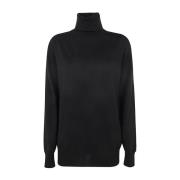 Jil Sander Merino High Neck Jumper Black, Dam