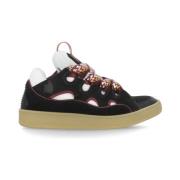 Lanvin Svarta Mocka Lädersneakers Tech Tyg Black, Herr