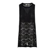 Akep Svart Linne Bomull Tank Top Black, Dam