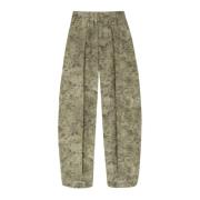 Cortana Silke Wide Leg Byxor Herba Print Green, Dam