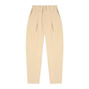 Cortana Beige Linne Siden Elastisk Midjbyxor Beige, Dam