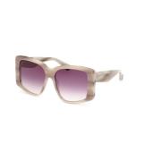 Max Mara Beige Horn Solglasögon med Violett Linser Beige, Dam