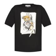 Moschino Tryckt T-shirt Black, Dam