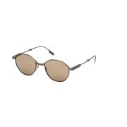 Ermenegildo Zegna Shiny Light Bronze Brown Solglasögon Gray, Unisex