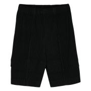 Issey Miyake Svarta Veckade Cargo Shorts Black, Herr