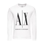 Armani Exchange Stilig Bomulls Sweatshirt White, Herr