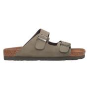 Estro Herr Khaki Nubuck Slide Sandaler med Tjocka Remmar Er00115495 Gr...