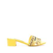 Dolce & Gabbana Gula broderade majolika sandaler Yellow, Dam