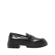 Love Moschino Svarta Läder Slip-On Sandaler Black, Dam