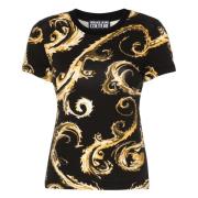 Versace Jeans Couture Jersey T-shirt i svart och guld Black, Dam