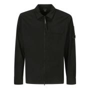 C.p. Company Gabardine Zipped Overshirt Jacka Black, Herr