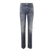 Haikure Blå Straight Leg High Waist Jeans Blue, Dam