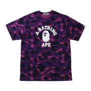 A Bathing APE Lila Camo College Tee Ss21 Purple, Herr