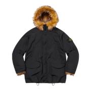 Stone Island Vändbar Faux Fur Parka Svart Black, Herr