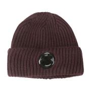 C.p. Company Merino Wool Lens Beanie Hat Purple, Herr