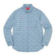 Supreme Blå Jacquard Denim Skjorta Limited Edition Blue, Herr