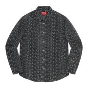 Supreme Svart Jacquard Logos Denim Skjorta Limited Edition Black, Herr