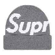 Supreme Begränsad upplaga Big Logo Beanie Svart Rand Black, Herr