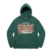 Supreme Mörkgrön Rhinestone Hoodie Limited Edition Green, Herr