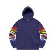 Supreme Begränsad upplaga Multi Logo Zip Up Hoodie Blue, Herr