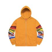 Supreme Begränsad upplaga Multi Logo Zip Up Hoodie Orange, Herr