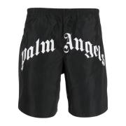 Palm Angels Svarta Logotyptryck Badshorts Begränsad Upplaga Black, Her...