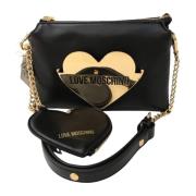 Love Moschino Hjärtformad Metall Clutch Väska Black, Dam