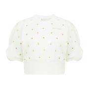 Nina Ricci Vit Guld Polka Dot Crop Top White, Dam