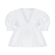 Nina Ricci Vit Rynkad Babydoll Topp White, Dam