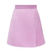 Nina Ricci Lila Satin A-Linje Mini Kjol Purple, Dam