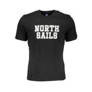 North Sails Svart Bomull T-shirt med Print Logo Black, Herr