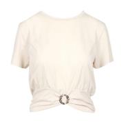 Simona Corsellini Bomull Crew Neck T-shirt Ginger Beige, Dam