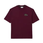 Lacoste Röd Logotshirt - Klassisk Stil Brown, Herr