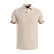 Tommy Hilfiger Flag Cuff Slim Polo Shirt Beige, Herr