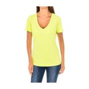 Armani Jeans Kortärmad V-ringad T-shirt Yellow, Dam