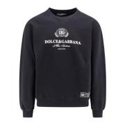 Dolce & Gabbana Logo Bomull Sweatshirt Crew-neck Långärmad Black, Herr