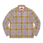 Supreme Shearling Fodrad Flanellskjorta Oliv Multicolor, Herr