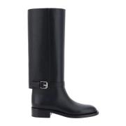 Burberry Svarta Läder Ankelboots Aw22 Black, Dam