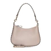 Valentino Garavani Rockstud Blush Pink Läder Hobo Väska Beige, Dam