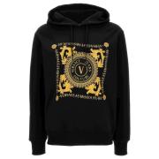 Versace Logo-Print Bomullshoodie Black, Herr