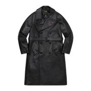 Supreme Svart Läder Trenchcoat Begränsad Upplaga Black, Herr