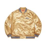 Supreme Guld Satin Varsity Jacka Begränsad Upplaga Yellow, Herr