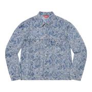 Supreme Jacquard Denim Trucker Jacket Blå Blue, Herr