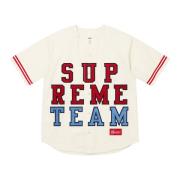 Supreme Begränsad upplaga Denim Baseball Jersey White, Herr