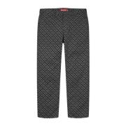 Supreme Svart Monogram Tung Bomull Arbetsbyxor Black, Herr