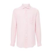 Hartford Rosa Linne Slub Skjorta Pink, Herr