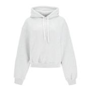 Alexander Wang Präglad Logotyp Boxy Hoodie Sweatshirt Gray, Dam